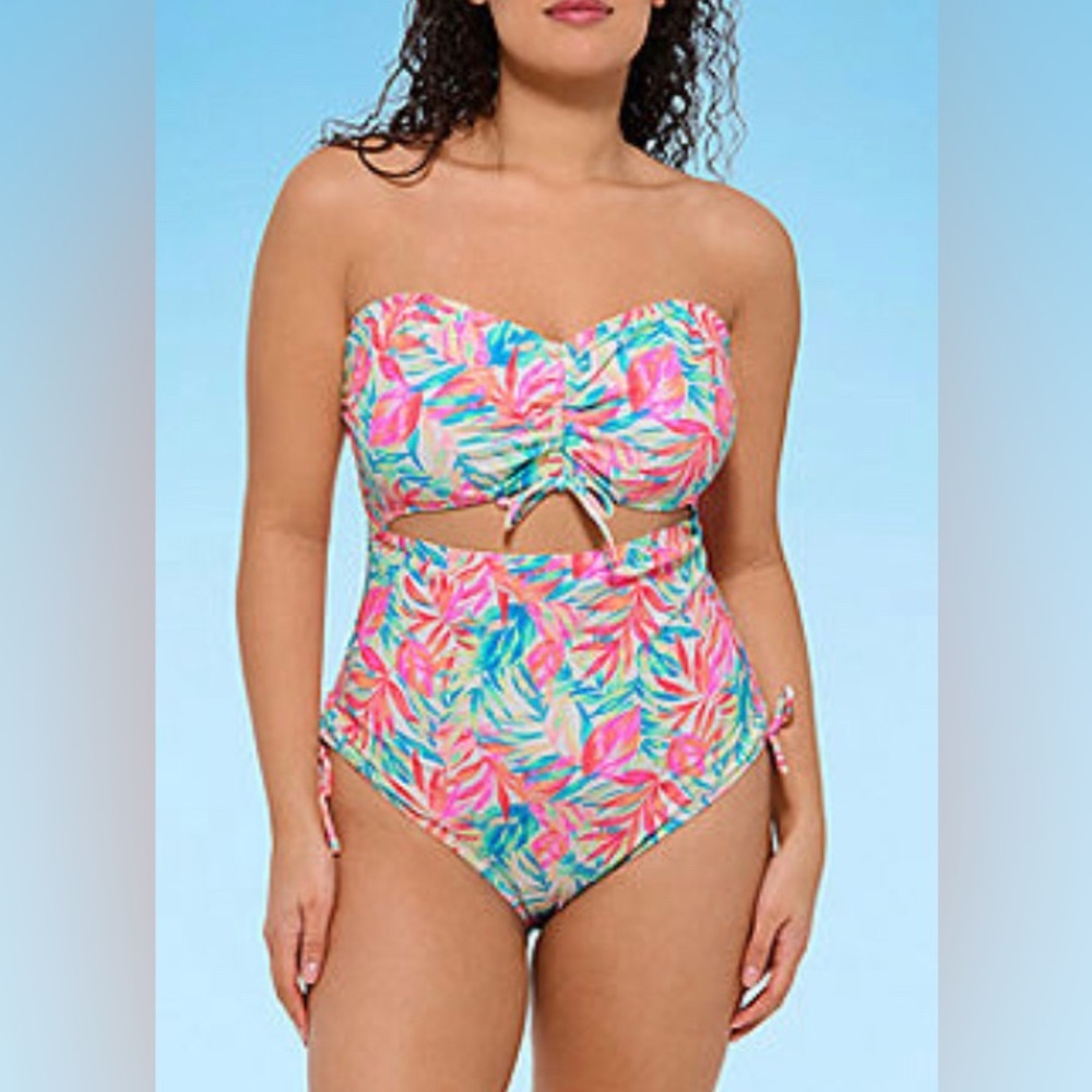 NEW Decree Womens Exotic Textured Leaf Monokini One Piece Swimsuit